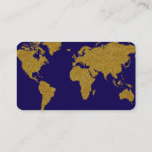 Modern Faux Gold Wereldkaart Blue Travel Agent Visitekaartje (Achterkant)