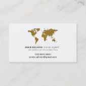 Modern Faux Gold Wereldkaart Prof. Reisbureau Visitekaartje (Voorkant)