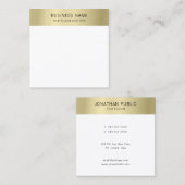 Modern Faux Gold Wit Elegant Eenvoudige Sjabloon Vierkante Visitekaartje (Voorkant / Achterkant)