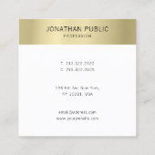 Modern Faux Gold Wit Elegant Eenvoudige Sjabloon Vierkante Visitekaartje (Achterkant)
