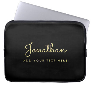 Modern Faux Gold & Zwart Script Naam Sjabloon Best Laptop Sleeve