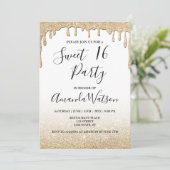 Modern faux goud druipend goud glitter ombre kaart (Staand voorkant)