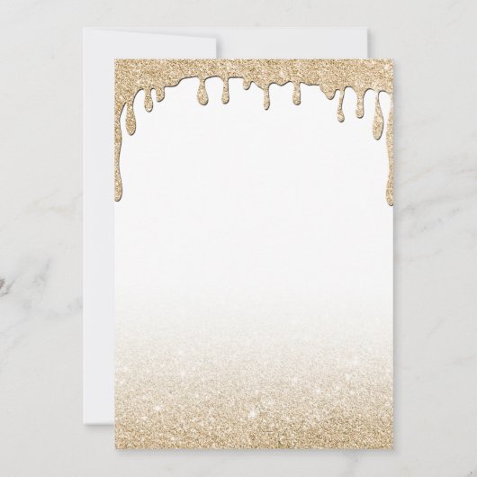 Modern faux goud druipend goud glitter ombre kaart (Achterkant)