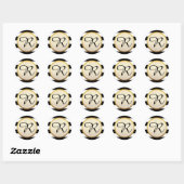 Modern Faux Goud Zwart Wit Streep Monogram Ronde Sticker (Vel)