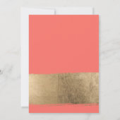 Modern faux gouden borstelslagkoraal bruiloft kaart (Achterkant)