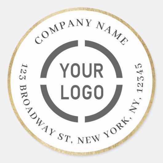 Modern faux gouden rand logo retouradres ronde sticker (Voorkant)