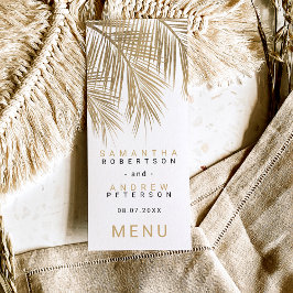 Modern faux goudpalm elegant trouwmenu menu