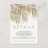 Modern faux goudpalm elegante trouwdetails informatiekaartje (Voorkant)