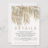 Modern faux goudpalm elegante trouwdetails kaart (Voorkant)
