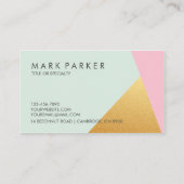 Modern Faux Green, Roze White Gold Geometric Block Visitekaartje (Achterkant)