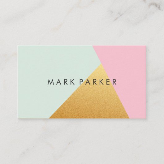 Modern Faux Green, Roze White Gold Geometric Block Visitekaartje (Voorkant)