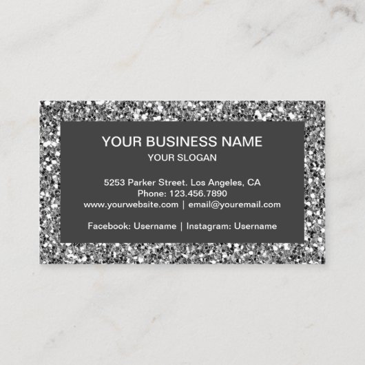 Modern Faux Grey Glitter Hoefijzer Farrier Visitekaartje (Achterkant)
