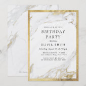 Modern faux heeft gouden marmerfeest kaart (Voorkant / Achterkant)