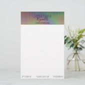 Modern Faux Holographic Metal Name Monogram Briefpapier (Staand voorkant)