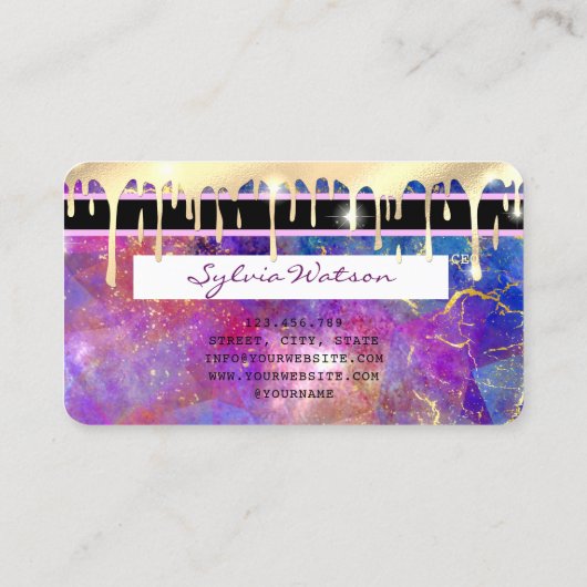 modern faux holographic opal stone visitekaartje (Achterkant)