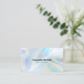 Modern Faux Holographic Salon Beautician Makeup Visitekaartje (Staand voorkant)