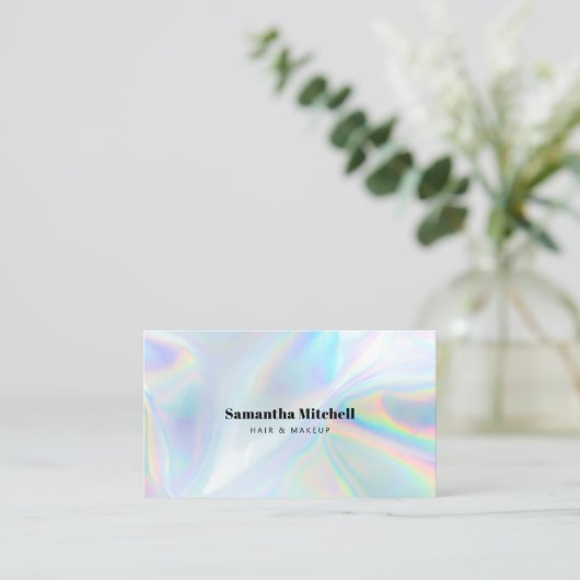 Modern Faux Holographic Salon Beautician Makeup Visitekaartje (Staand voorkant)