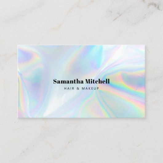 Modern Faux Holographic Salon Beautician Makeup Visitekaartje (Voorkant)