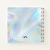 Modern Faux Holographic Script Weddenschap Book Notitieboek (Achterkant)
