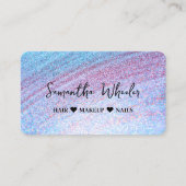 Modern Faux Iridescent Holographic Glam Glitter Visitekaartje (Voorkant)