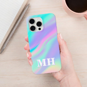 Modern Faux Iridescent Initiaal Monogram iPhone 15 Pro Max Hoesje