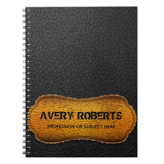 Modern Faux Leather Black en yellow design Notitieboek (Voorkant)