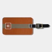 Modern Faux Leather Monogram Oranje Bagagelabel (Voorkant horizontaal)