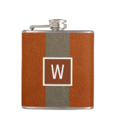 Modern Faux Leather Monogram Oranje Heupfles (Voorkant)