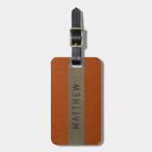 Modern Faux Leather Oranje Personalized Bagagelabel (Voorkant verticaal)