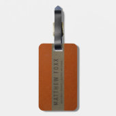 Modern Faux Leather Oranje Personalized Bagagelabel (Achterkant verticaal)