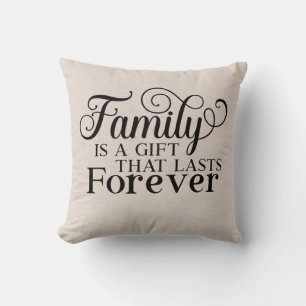 Modern Faux linen familie is een cadeaucitaat Kussen