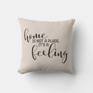Modern Faux linen Home quote Kussen