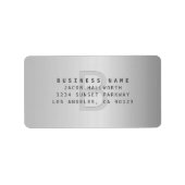 Modern Faux Metal Monogrammed Business Adres Etiket (Voorkant)