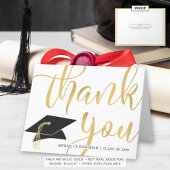 Modern Faux Metallic Gold Script Afstuderen Bedankkaart
