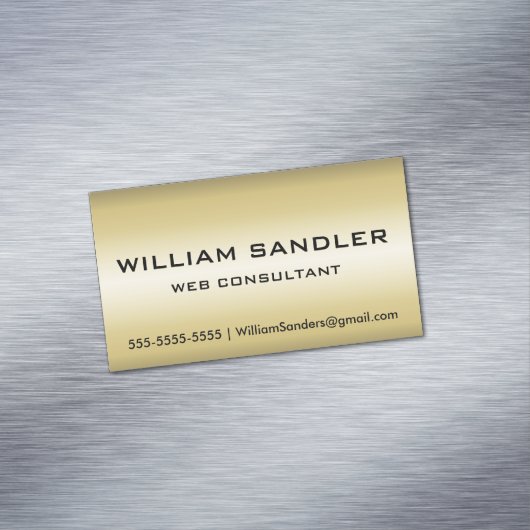 Modern Faux Metallic Gold Visitekaartje Magneet (Voorbeeld)