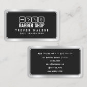 Modern faux metallic lijst donkergrijze kapper visitekaartje (Voorkant / Achterkant)