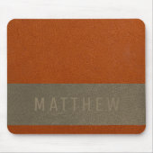 Modern Faux Oranje grijs leder Textielnaam Muismat (Voorkant)