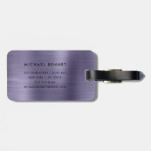 Modern faux Paarse metallic monogram Bagagelabel (Achterkant horizontaal)