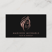 Modern Faux Pink Gold Abstract Hair Makeup Busine