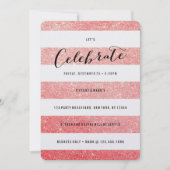 Modern Faux Red Glitter Party Invitation Kaart (Voorkant)