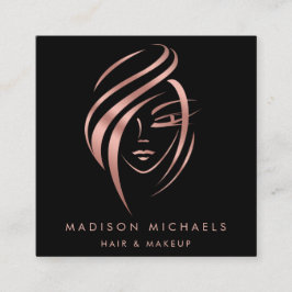 Modern Faux Roos Gold Abstract Hair Makeup Vierkante Visitekaartje