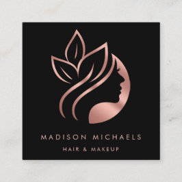 Modern Faux Roos Gold Abstract Hair Makeup Vierkante Visitekaartje