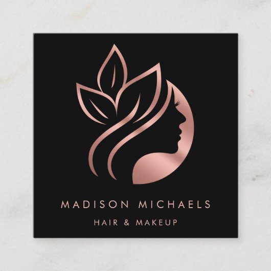 Modern Faux Roos Gold Abstract Hair Makeup Vierkante Visitekaartje (Voorkant)