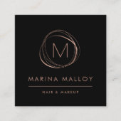 Modern Faux Roos Gold Abstract Monogram Vierkante Visitekaartje (Voorkant)