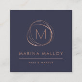 Modern Faux Roos Gold Abstract Monogram Vierkante Visitekaartje (Voorkant)