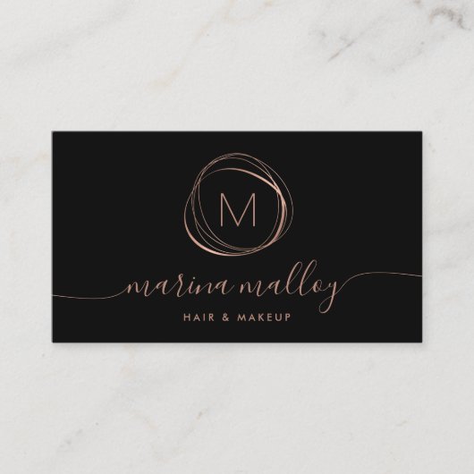 Modern Faux Roos Gold Abstract script Visitekaartje (Voorkant)