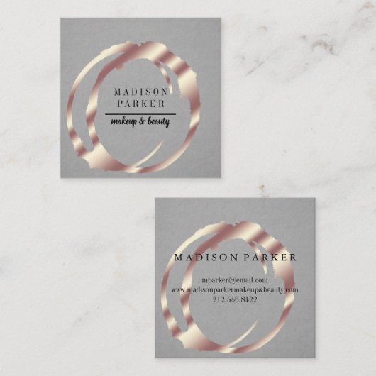 Modern Faux Roos Gold Abstract Square Busin Vierkante Visitekaartje (Voorkant / Achterkant)