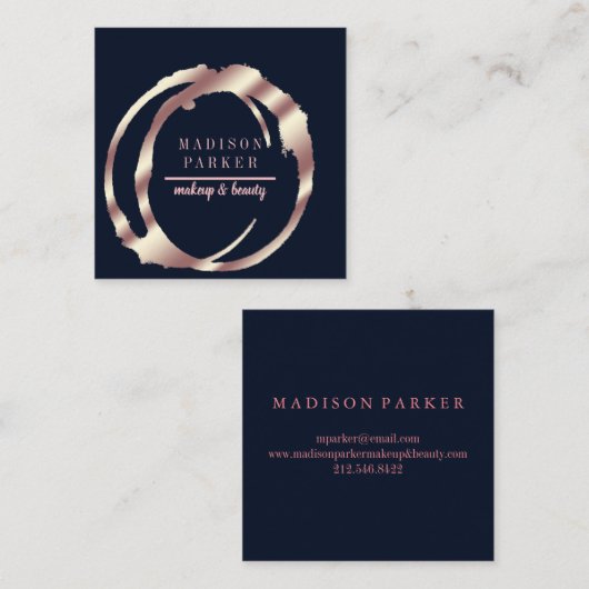 Modern Faux Roos Gold Abstract Square Vierkante Visitekaartje (Voorkant / Achterkant)