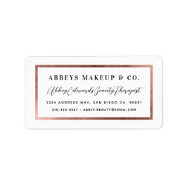 Modern Faux Roos Gold Border Business Label