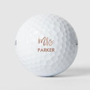 Modern Faux Roos Gold Brush Script   Mrs. Golfballen